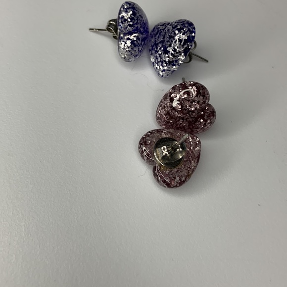 Silver Murano glass heart studs - Picture 3 of 5